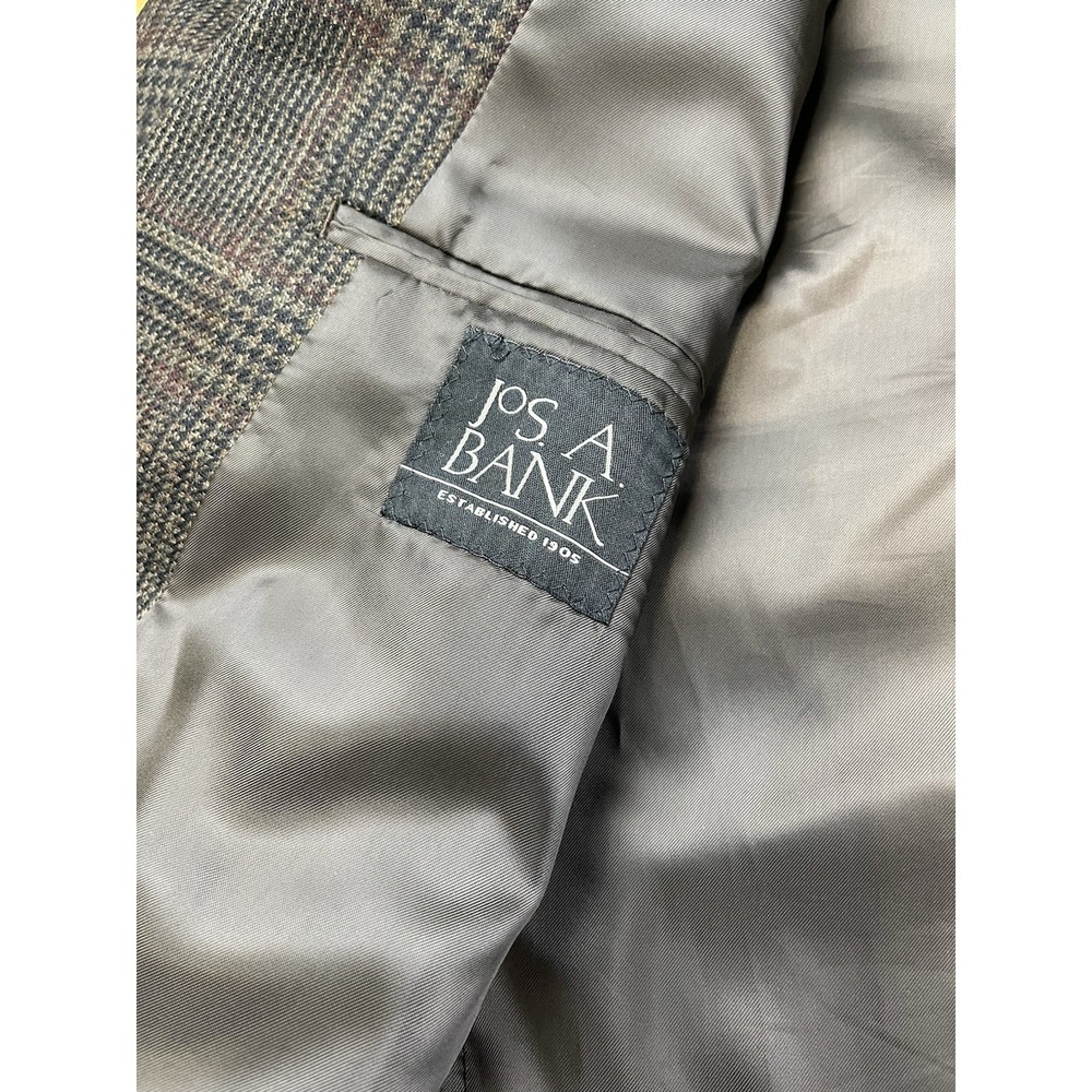 Jos A Bank Mens Blazer 44 Brown Plaid Fall 100% Wool Professor School Preppy View 5